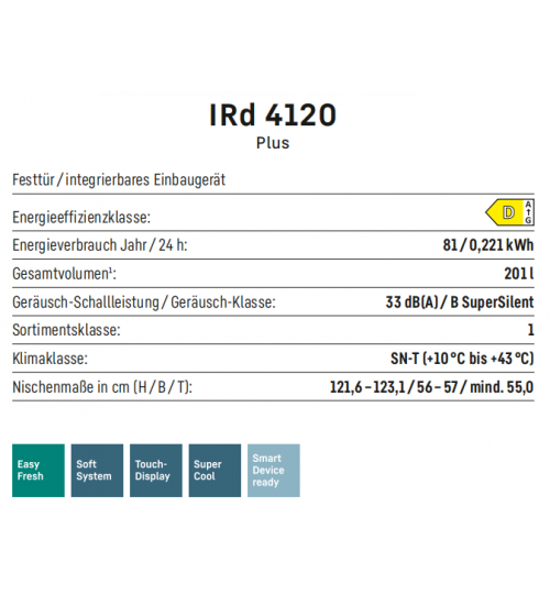 LIEBHERR利勃海尔 IRd 4120  轻松新鲜 嵌入式单门冰箱
